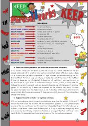 English Worksheet: * * * Phrasal verbs - KEEP * * * - grammar guide + exercises