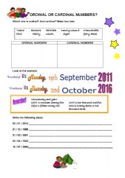 English Worksheet: Ordinal or Cardinal Numbers