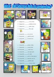 English Worksheet: funny simple past with sponge bob