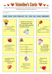 English Worksheet: VALENTINES CARDS