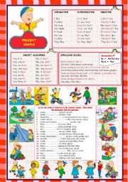 English Worksheet: TENSES - PRESENT SIMPLE WITH CAILLOU