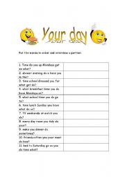 English worksheet: Your day 