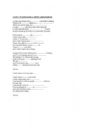 English Worksheet: song I dont wanna miss a thing