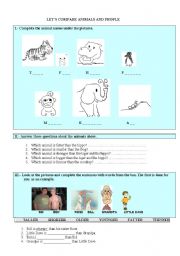 English Worksheet: Lets compare animals and people