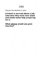 English worksheet: Advise on a job interview