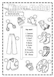 English Worksheet: Winter Clothes