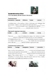 English Worksheet: Counterterrorism Cloze