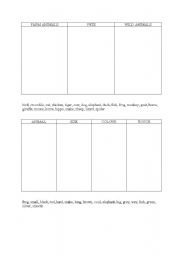 English worksheet: animals