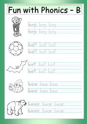 English Worksheet: Fun With Phonics (2) -  initial B