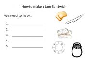 English Worksheet: Procedure - How to make a jam sandwich