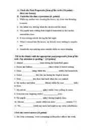 English Worksheet: past progressive