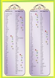 English Worksheet: Bookmark (big) - IRREGULAR VERBS ** fully editable