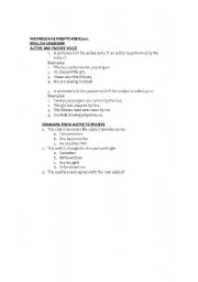 English Worksheet: aCIVE AND PASSIVE VOICE