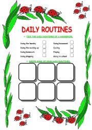 English Worksheet: daily routines 4 pages