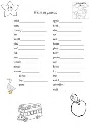English Worksheet: Write in plural