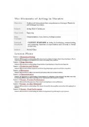 English Worksheet: drama plan for elements of acting in english