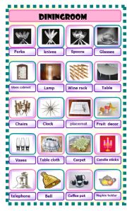 English Worksheet: diningroom pictionary