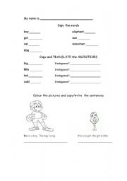 English worksheet: Big-little-hot-cold