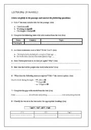 English Worksheet: LISTENING COMPREHENSION