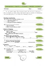 English Worksheet: Quiz N 1 1st. semester