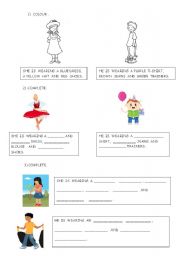 English worksheet: clothes & colours