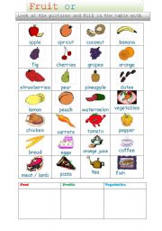 English Worksheet: fruits and vegetables 