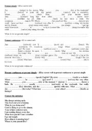 English Worksheet: Present simple vs present continous