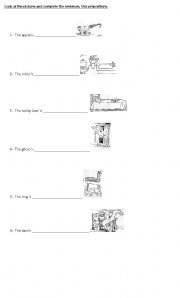 English worksheet: Prepositions of Place