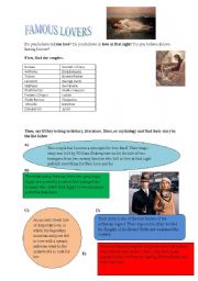 English Worksheet: famous lovers