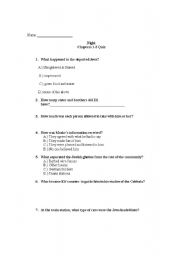 English worksheet: Night by Elie Wiesel chapter 1-2 test