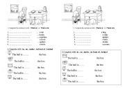 English Worksheet: There is /There are +prepositions     in two groups