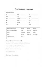 English Worksheet: Text message language