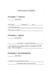 English Worksheet: book summary outline