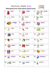 English Worksheet: Plural Nouns  Regular (2 of 3) 