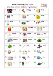 English Worksheet: Plural Nouns  Regular (3 of 3)