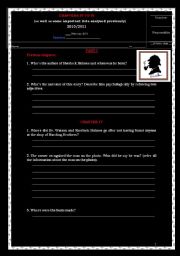 English Worksheet: THE SIX NAPOLEONS - Sherlock Holmes