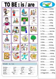 English Worksheet: TO BE :   is / are