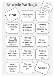 English Worksheet: Prepositions board game