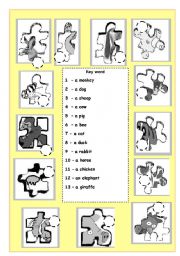 English Worksheet: puzzle animals