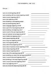 English Worksheet: ABC quiz