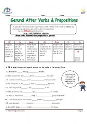 English Worksheet: Verb+Preposition+Gerund