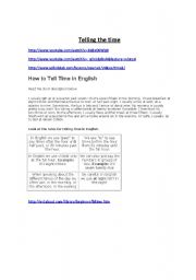 English worksheet: telling the time