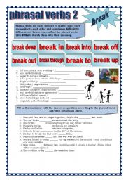 English Worksheet: PHRASAL VERBS 2 - break