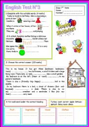 English Worksheet: 7th form mid term test