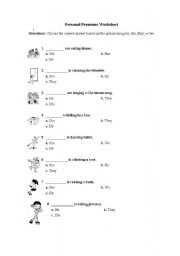 English Worksheet: Personal Pronouns