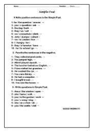 English Worksheet: Simple Past