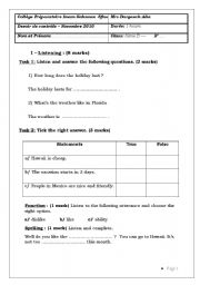 English Worksheet: Test 1 8th form 