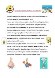 English Worksheet: What did SpongeBob do yesterday?