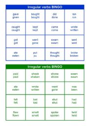 Irregular Verbs BINGO