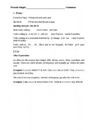 English Worksheet: Present Sipme Rules